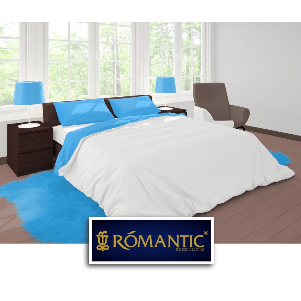 Two Tone Bedcover ROMANTIC Blue x White aesthetic Bandung