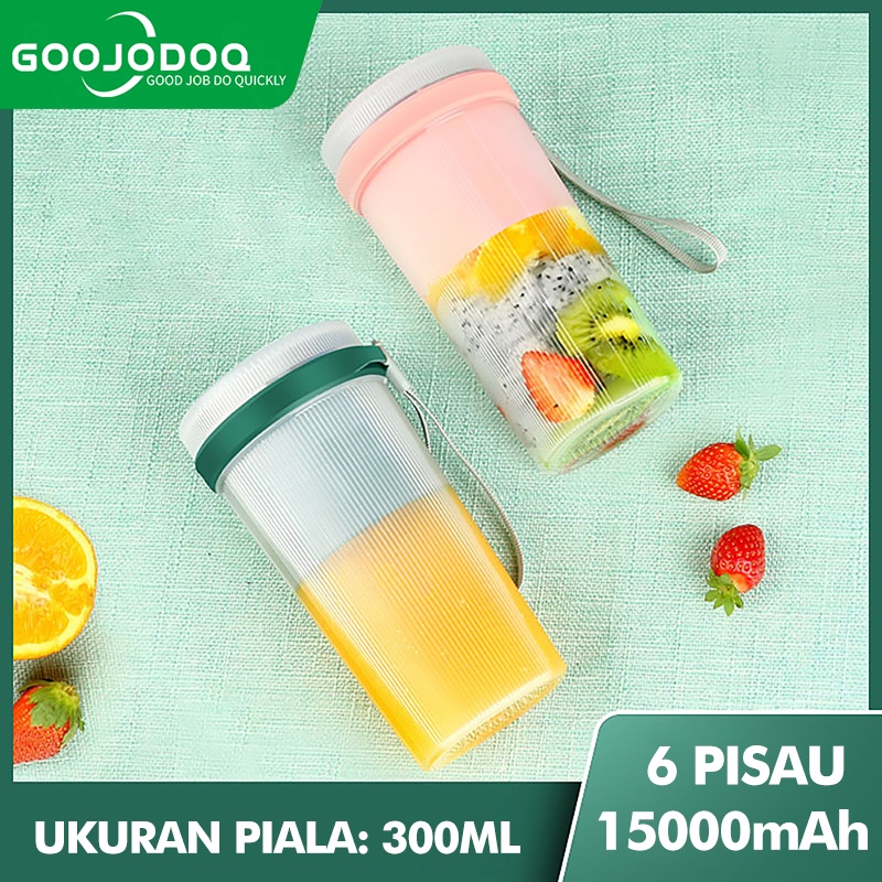 GOOJODOQ Rechargeable Mini Portable Juicer 300ML Blender Jus Mini Alat Jus Portable Listrik  (6 mata pisau）