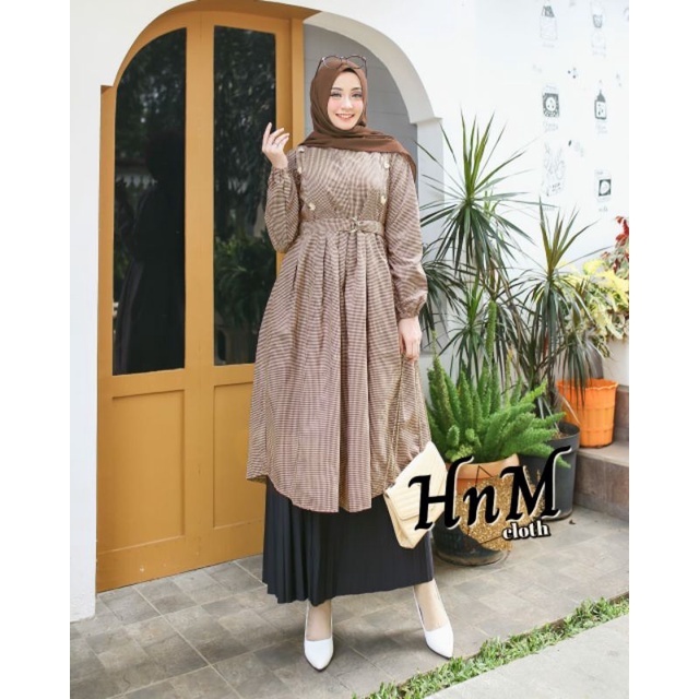 Hm Set Lola Fashion Muslim /Tunik/Rok Plisket/