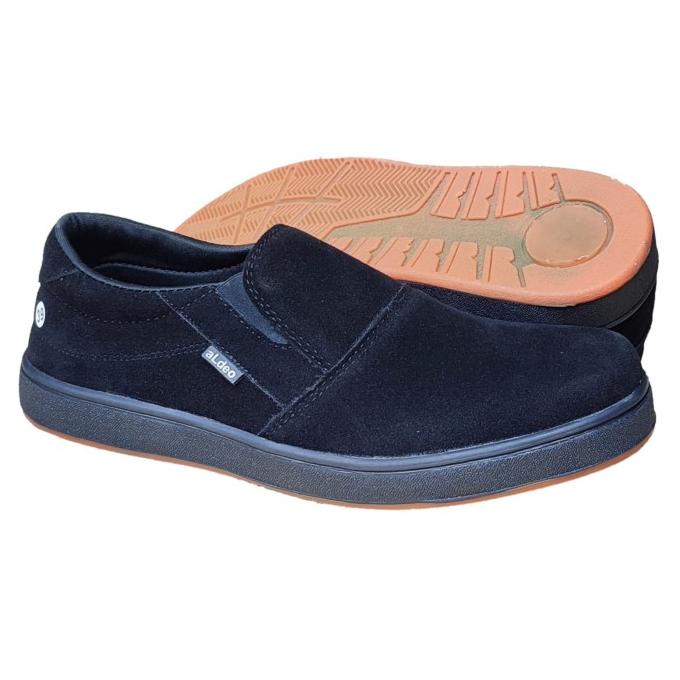Aldeo Hp-01 Sepatu Slip On Pria Hitam Polos Sneakers Casual Tanpa Tali