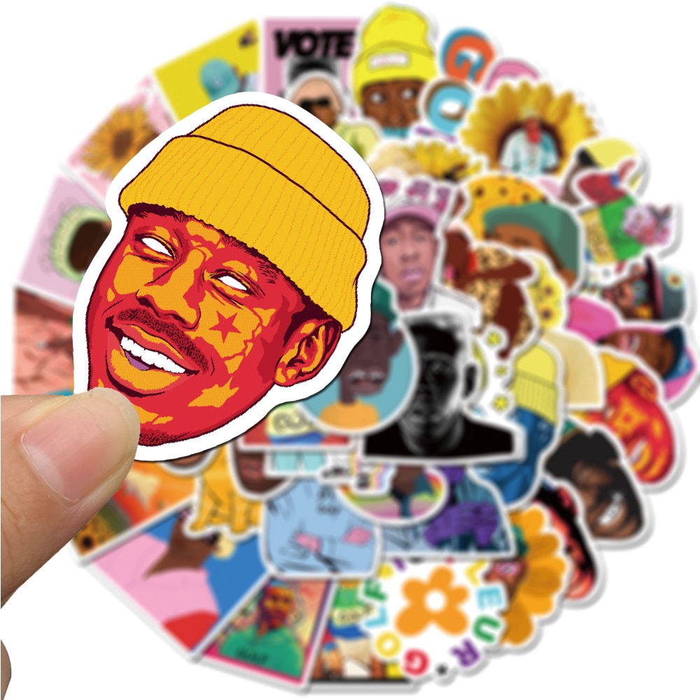 50pcs Pack Rapper Singer Tyler The Creator Portrait Stickers For Skateboard Guitar Motorcycle Laptop Waterproof Sticker Toy