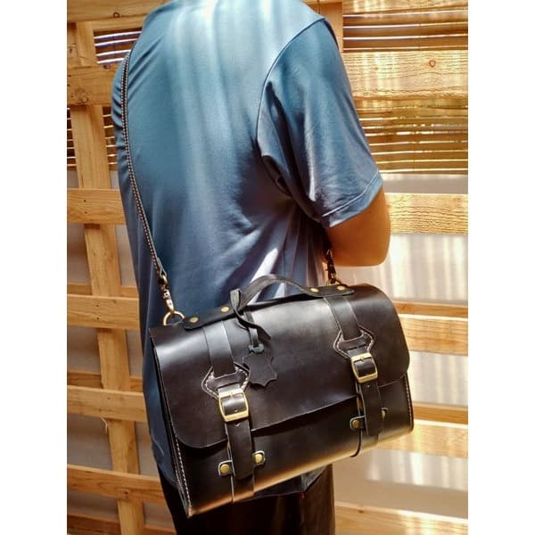 Aksesoris Sepeda - Tas Aksesoris Sepeda Lipat - Leather Bag Front Block For Brompton M16