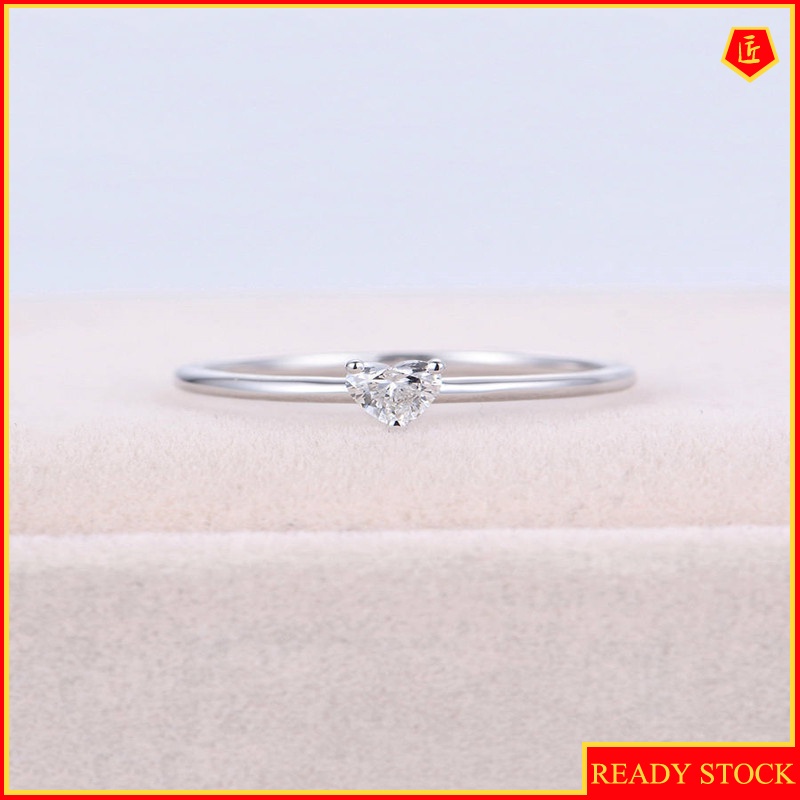 [Ready Stock]Simple Personality Heart-Shaped Diamond Ring