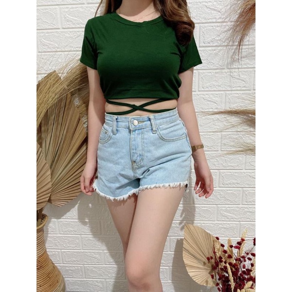 Crop Wanita Korea Nora Crop Tali