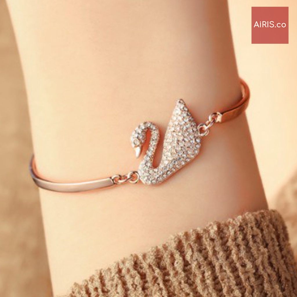 Gelang Wanita Korea Model Angsa Premium Swarovski / Gelang Perhiasan Wanita
