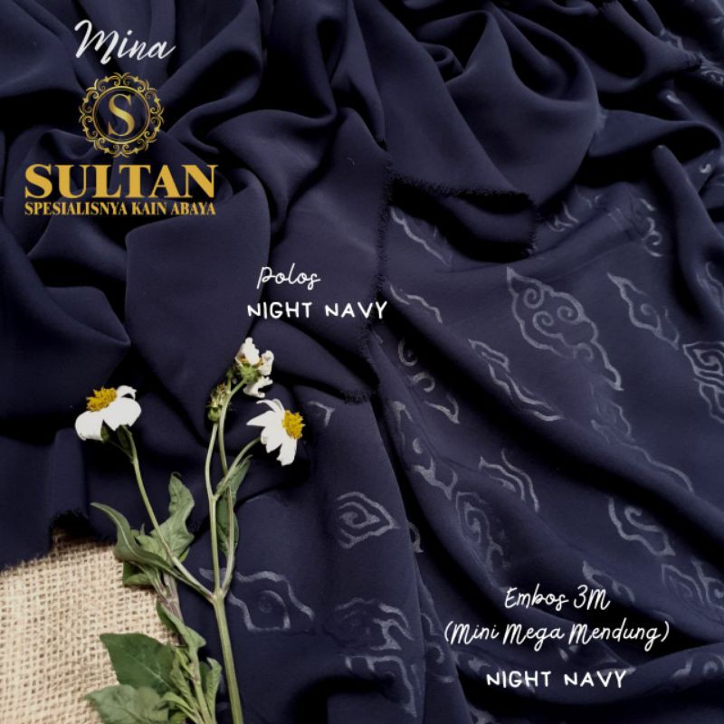 50CM EMBOS MINI MEGA MENDUNG MINA NIGHT NAVY KAIN SULTAN