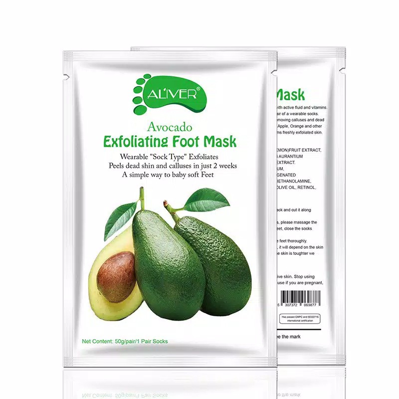 ALIVER Foot Mask Exfoliating Foot Care Avocado Olive Oil Papaya Masker Kaki