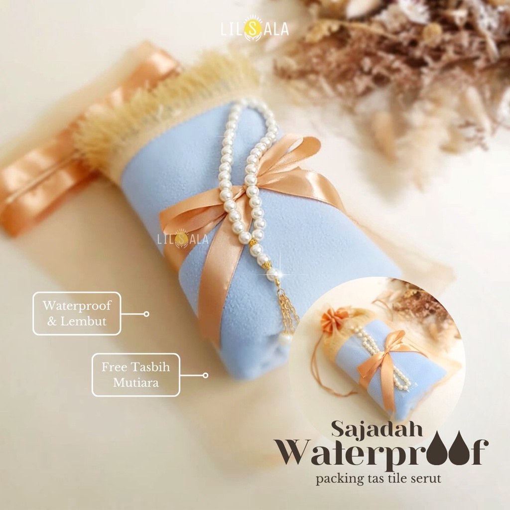 [TFL] Sajadah Waterproof Lembut Travelling Kado Souvenir Pernikahan Akikah Tahlilan Pengantin Oleh Oleh Haji Umroh Lebaran Idul Fitri Free Tasbih Mutiara Kemas Tas Tile