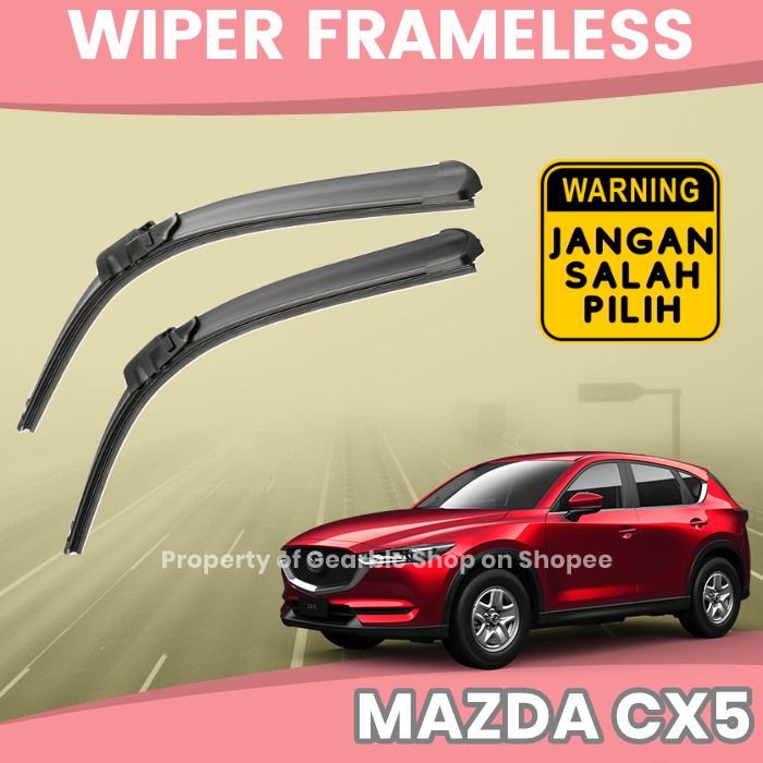 WIPER MOBIL MAZDA CX5 WIPER DEPAN MAZDA CX5 KARET WIPER KACA MOBIL FRAMELESS CX5 SEPASANG 1 SET