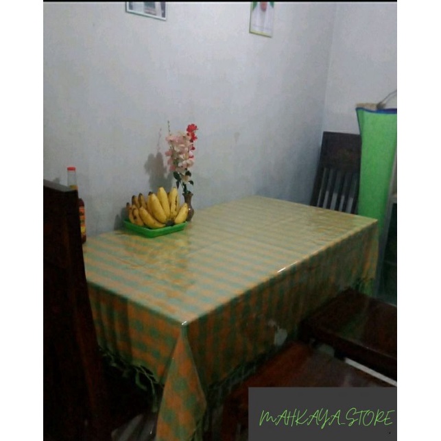 Taplak Meja Makan Kotak Kotak Kain ATBM 6 Kursi Taplak Meja Makan Rumbay