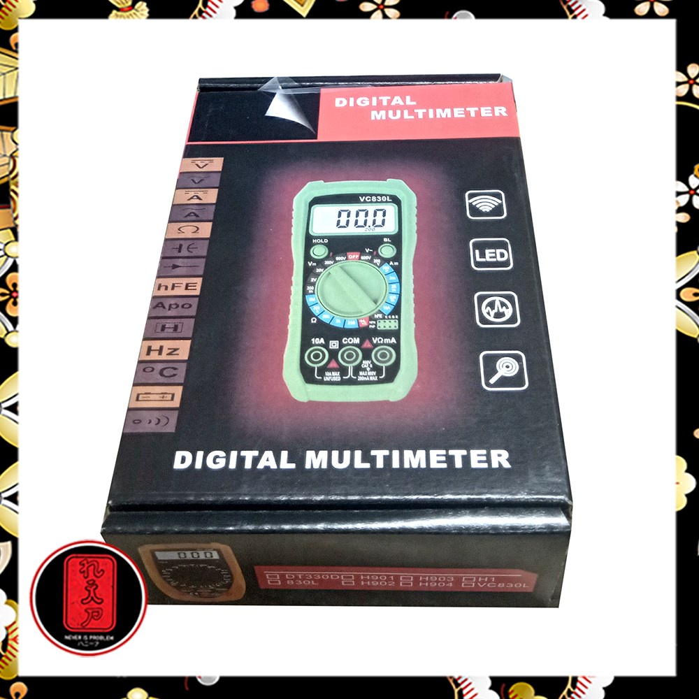 Junejour Mini Digital Multimeter AC/DC Voltage Tester - XL830L - Black