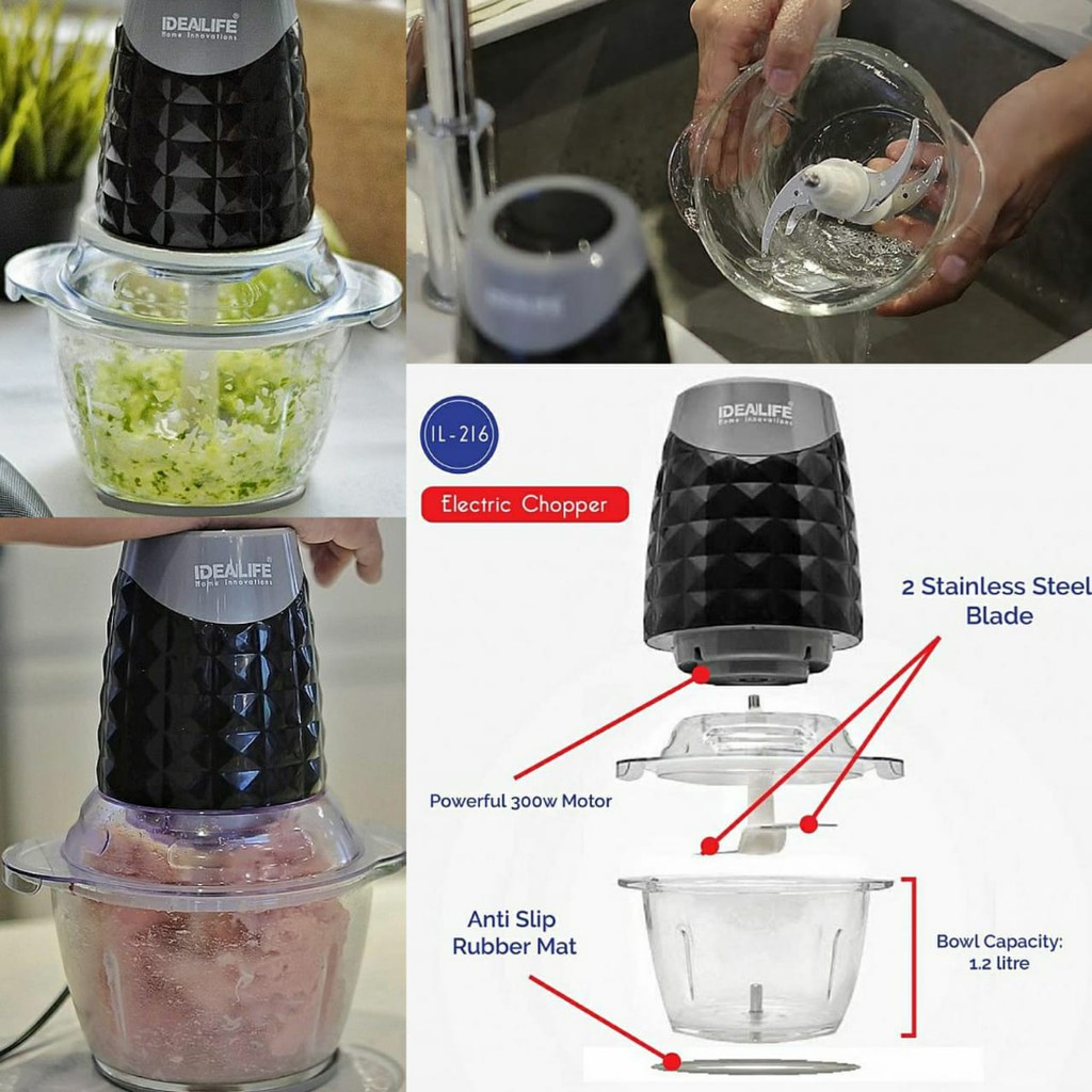 Idealife Food Processor Chopper Electric Penggiling Daging Bumbu Serbaguna Listrik IL-216 IL216