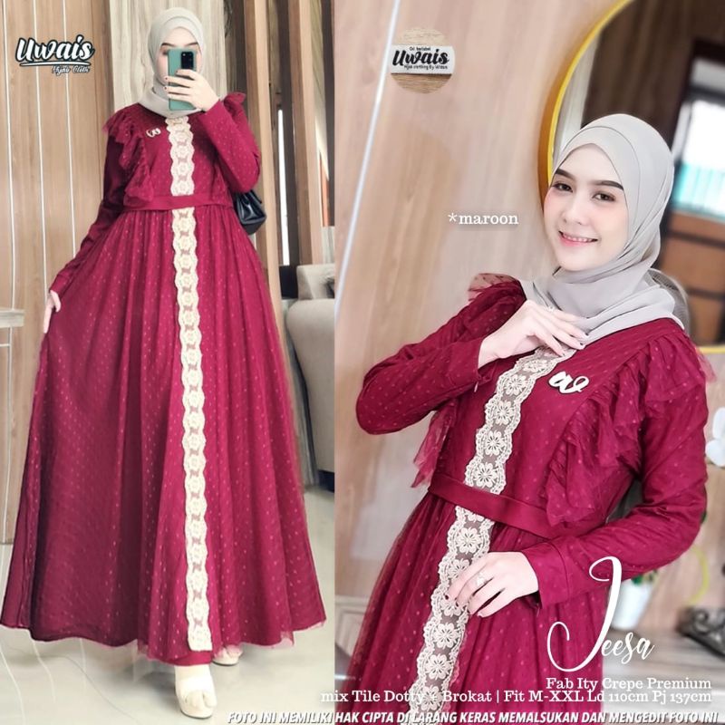 Uwais Jeesa Maxy Brokat Dress Original By Uwais