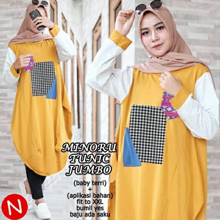 Marcia Tunik/Tunik Putih/Tunik Jumbo/Tunik Big Size / Baju Putih/ 7238EF Tj 57332 Minoru Tunik Jumb
