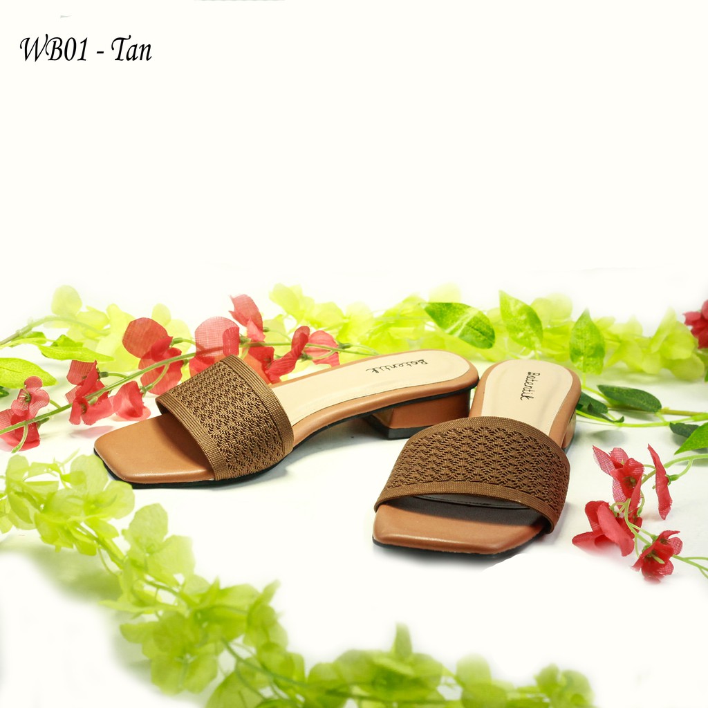 Emye WB01 - Sandal Selop Flat Shoes Pansus Rajut Import Murah Mewah Wanita Terbaru 2021