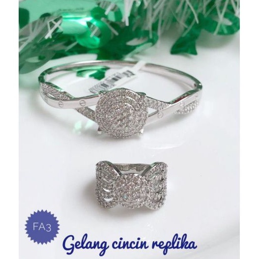 (SEP) PROMO Set Perhiasan Lapis Emas Xuping Gelang Cincin Pita Berlian Silver Mewah Titanium Realpic