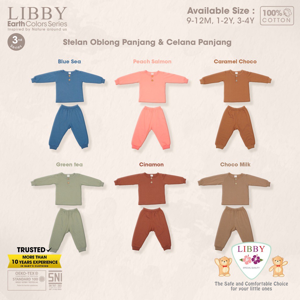 LIBBY EARTH COLORS SERIES Setelan Oblong Panjang - Celana Panjang (1 setel/pack) | 3 - 6 Tahun