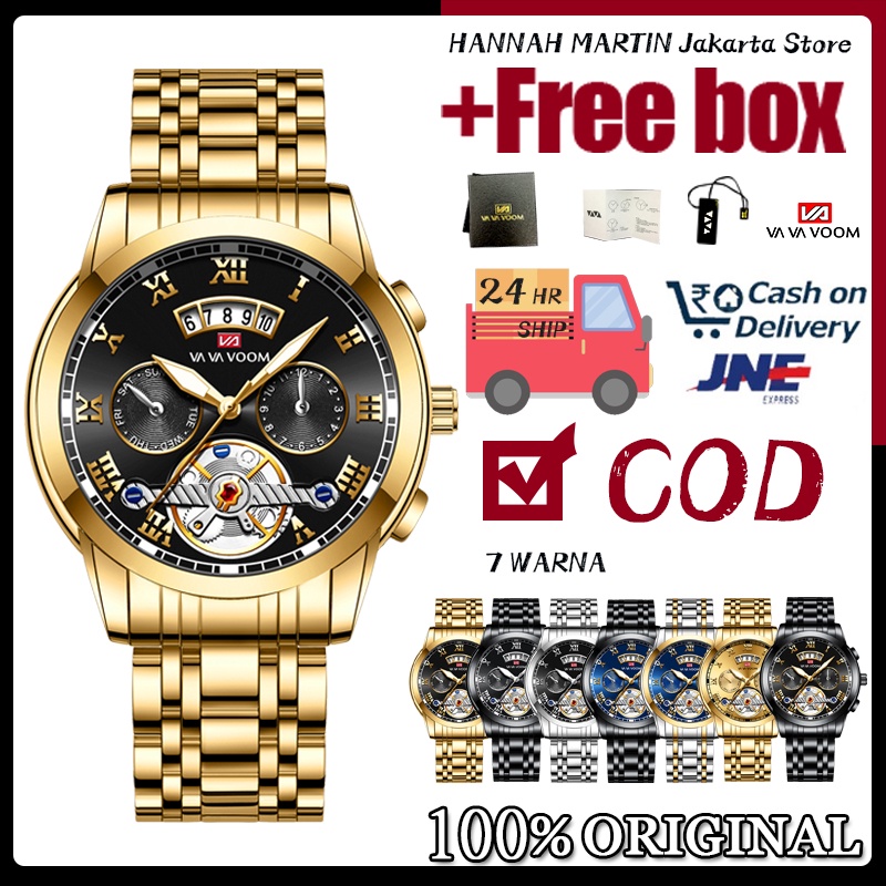 VAVA VOOM Jam Tangan Pria Anti Air Original Luxury Stainless Steel（Free BOX+Kartu）2453