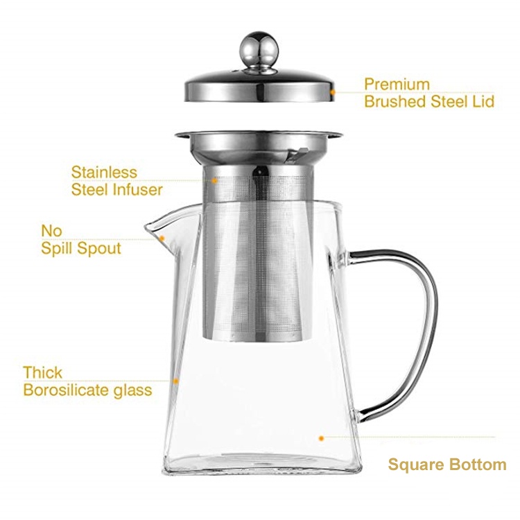 Tea Pot Pitcher Gelas Kaca Tahan Panas Plus Saringan Stainles Teh Cina Borosilicate Glass Tea Maker Teapot