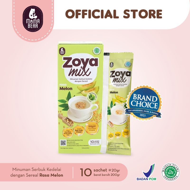 MamaBear ZoyaMix Sereal Kedelai dengan daun Katuk Rasa Melon - Pelancar ASI Booster n