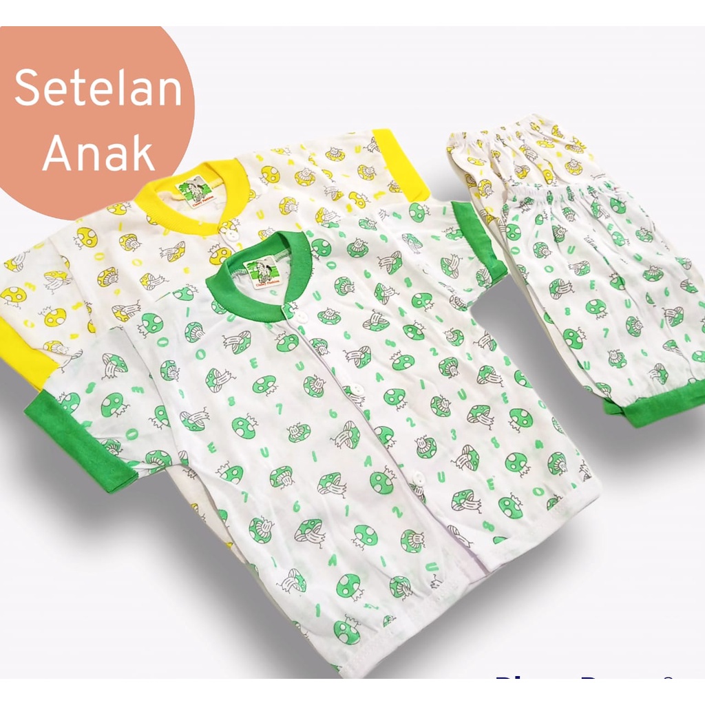 Setelan Piyama Bayi 0-3 bulan fullprint pendek Angel