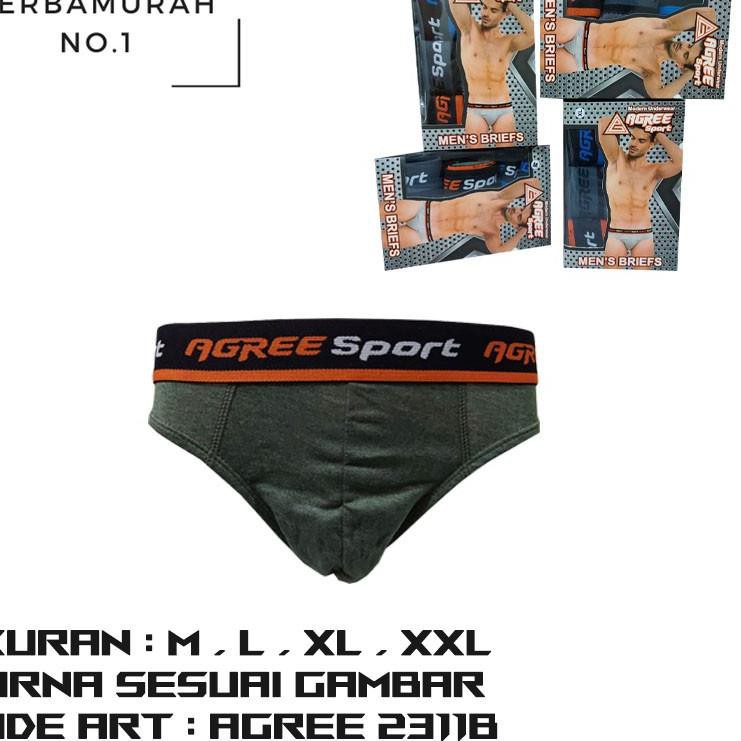 1 Box 3 Pcs CD Agree 2311 B - Celana Dalam Pria Dewasa - Karet Boxer - Kotak Abu-Abu