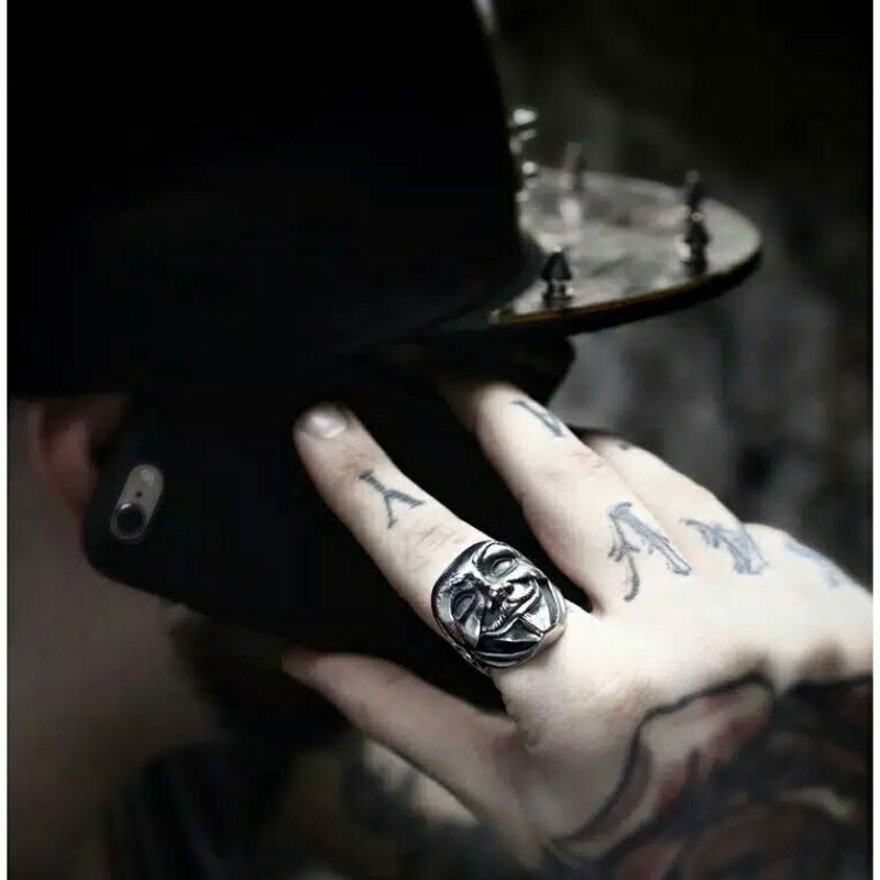 Cincin Pria Motif Topeng punk style men ring mask Series