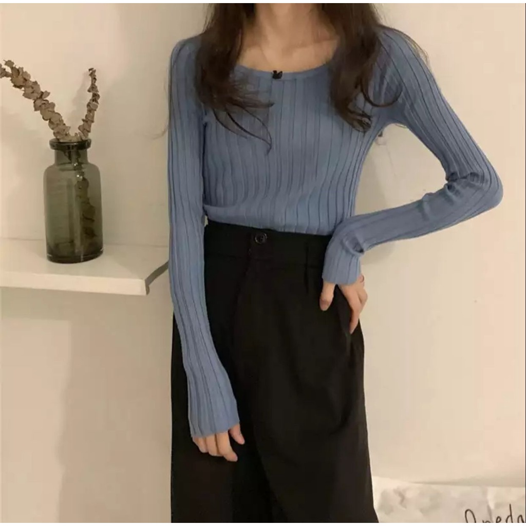 (COD) OH Fashion Zhea Square Neck Knit Top #C391