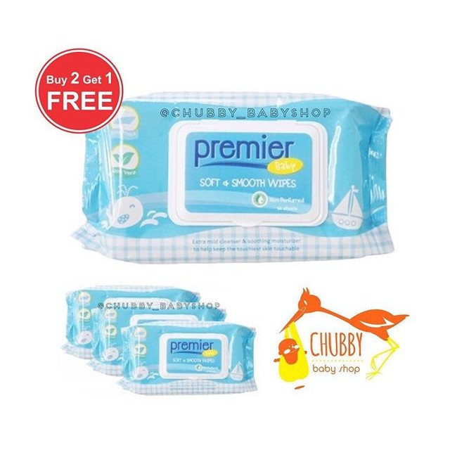 Premier - Baby Soft &amp; Smooth Wipes 3pack x 50s