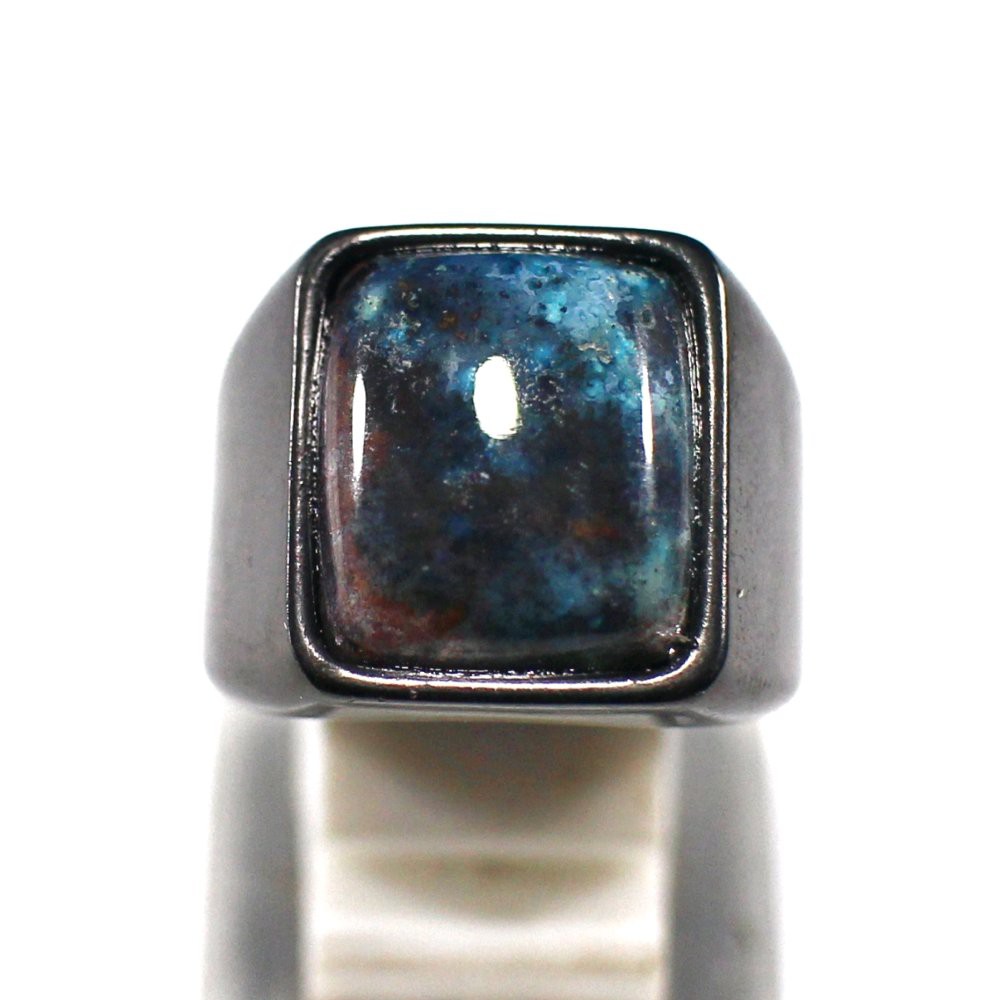 CINCIN BATU AKIK NATURAL BACAN DOKO BLUE ELEKTRIK OCTAGON