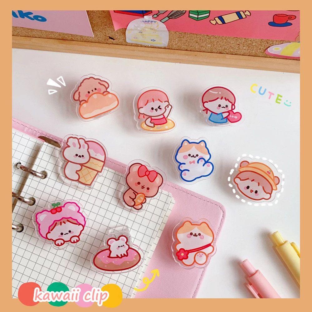 Mxbeauty Klip Transparan Mengikat Kawaii Klip Kecil Alat Tulis Sekolah Halaman Pemegang Binder Klip Perlengkapan Kantor Kartun Makanan Ringan Sealing Clip