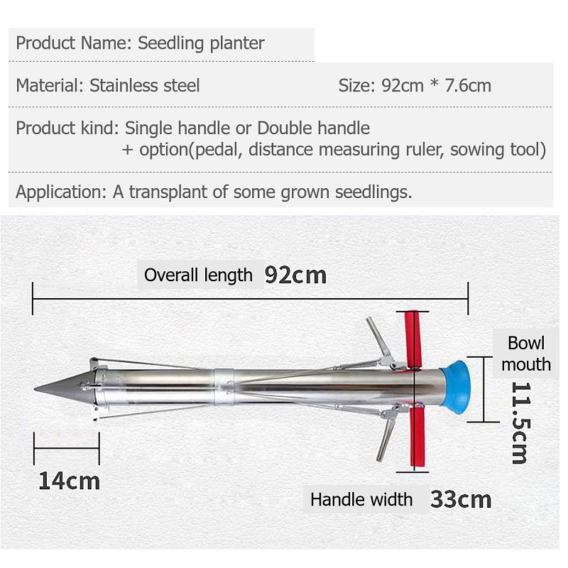 7.6cm Alat Tanam Penanam Benih Sayur Biji Bijian Vegetable Transplater Alat Stainless Steel