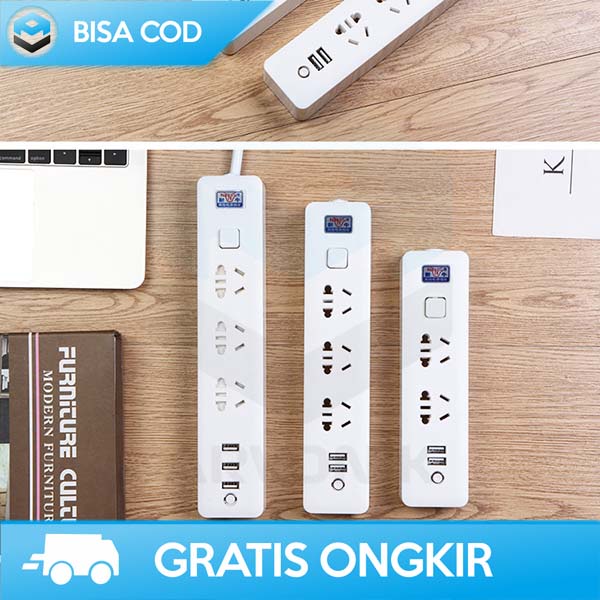 POWER STRIP COLOKAN LISTRIK STOP KONTAK 3USB PORT DAN 3 ELEKTRIK PLUG