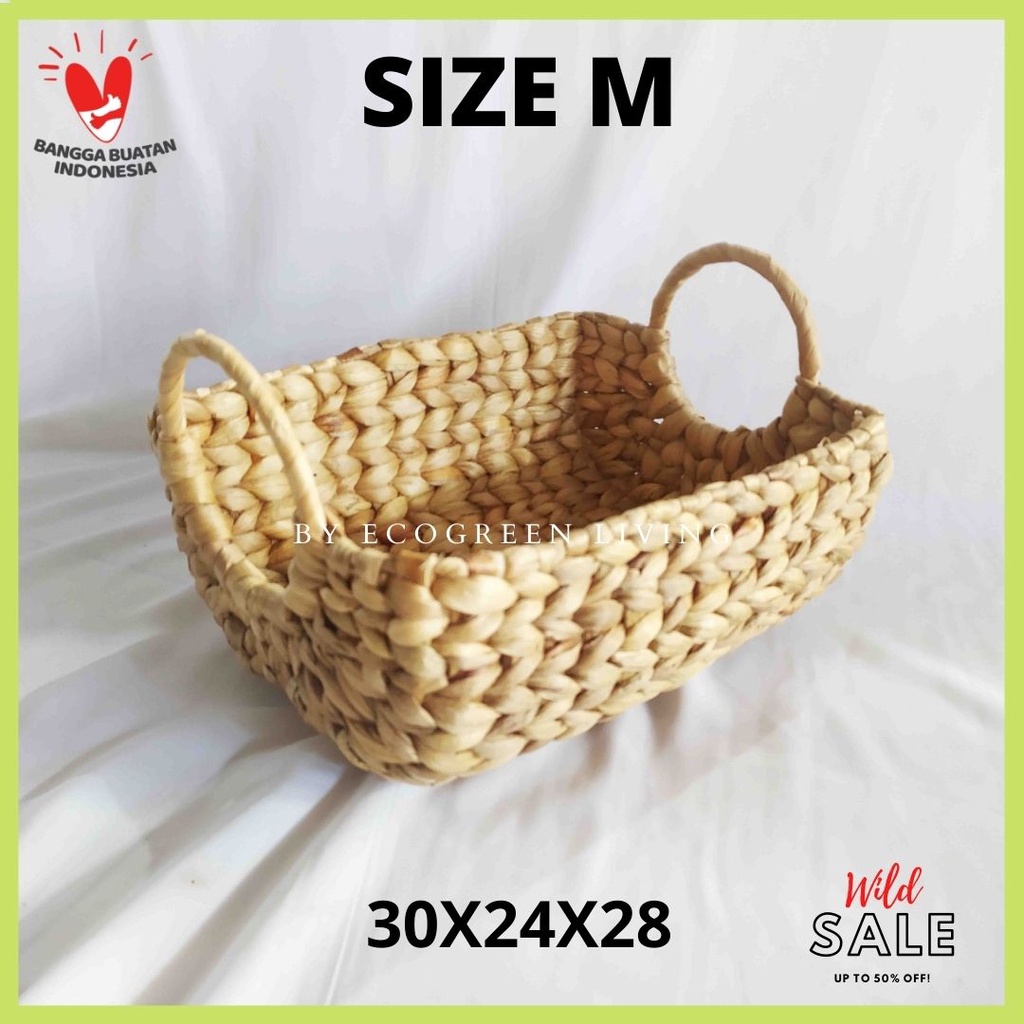 Tray Handle Rotan//Keranjang Eceng Gondok Multifungsi Murah