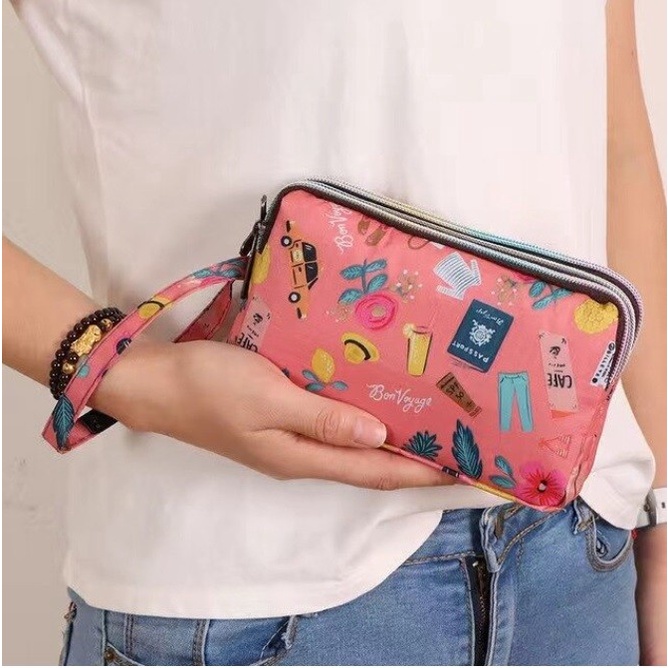 Dompet Wantia Import W127 HP 3 Resleting Eco Multifungsi Pouch 3 Ruang pirate Dompet Wanita Import B