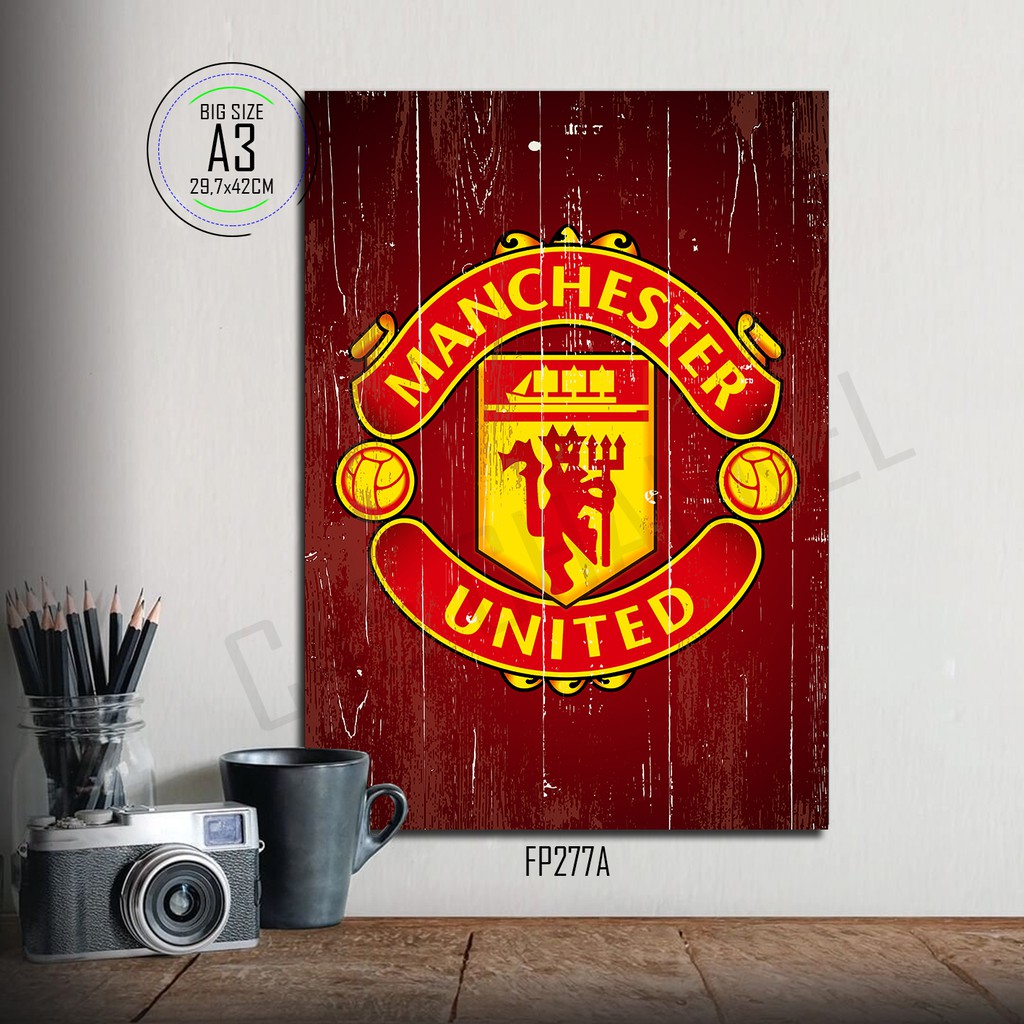 Hiasan Dinding MANCHESTER UNITED Walldecor Logo Klub Sepakbola Man Utd Poster Sepak Bola Almamater R