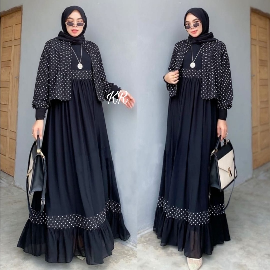 PCS SET HAWWA POLKA 2IN1 FASHION PAKAIAN SETELAN WANITA INNER DAN OUTER KR