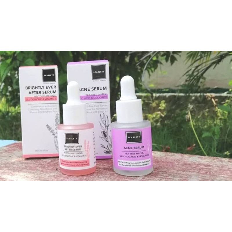 SCARLETT SERUM WHITENING BRIGHTLY EVER AFTER + ACNE SERUM SCARLET UNTUK KULIT NORMAL DAN ACNE