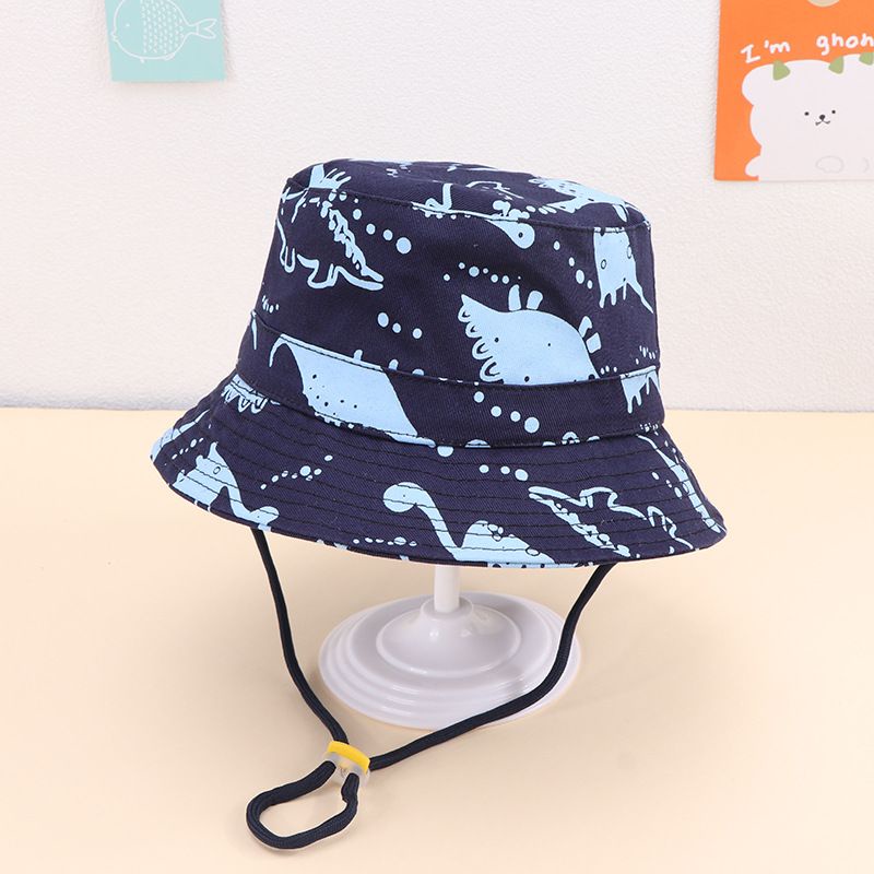 Topi Bucket hat bayi Dino navy Dinosaur import