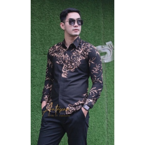 kemeja batik slimfit pria lapis furing lengan panjang premium bahan batik katun premium sragenan bahan adem halus