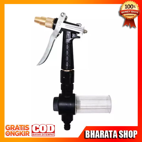 BHARATA SEMPROTAN AIR SPRAYGUN WATER DENGAN TABUNG SABUN UNTUK CUCI STEAM MOBIL