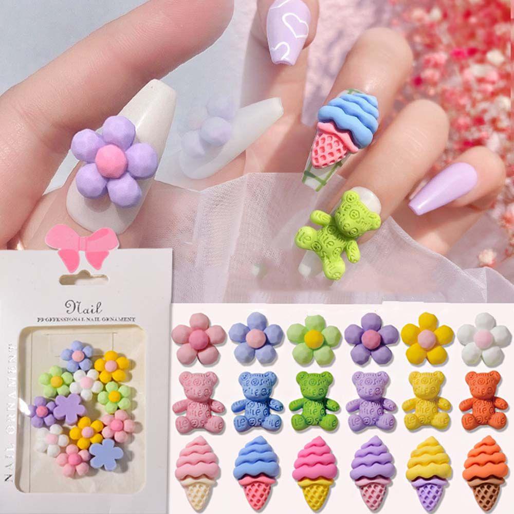 [Elegan] Kartun Perhiasan Kuku DIY Kawaii Donat Manicure Bunny Nail Aksesoris Es Krim Kuku Dekorasi