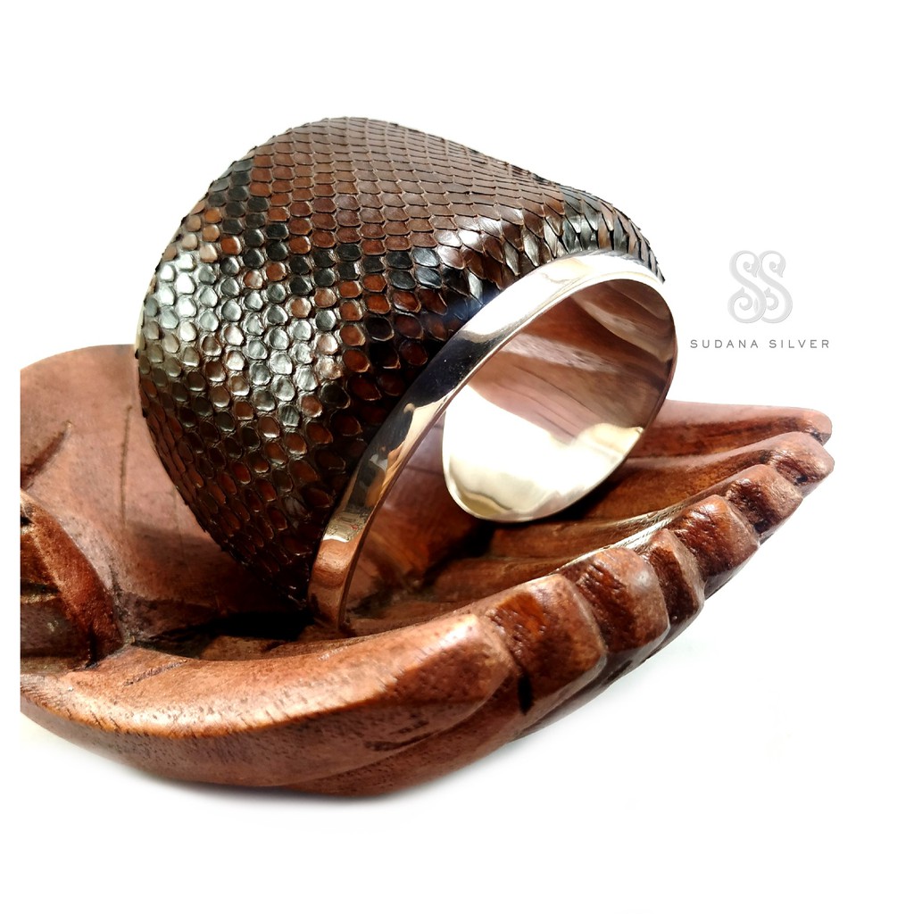 Gelang Perak Kombinasi Kulit Silver 925 Handmade Bali