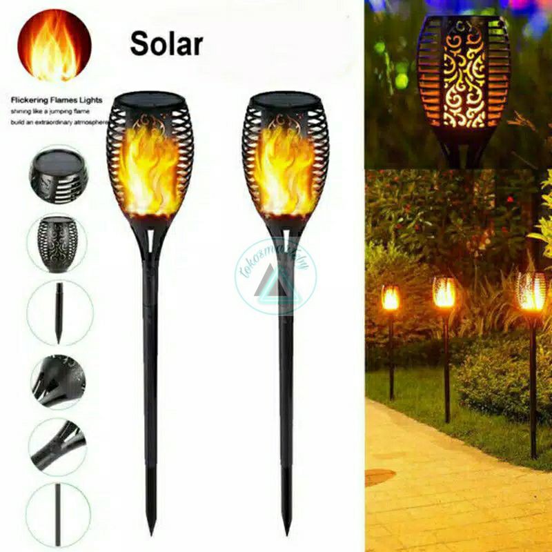 Solar Flame Light / Lampu Taman Obor / Lampu Tenaga Surya Tancap BESAR