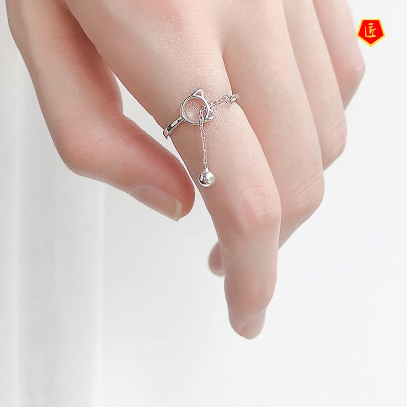 [Ready Stock]Hollow Cat Bell Ring Simple Creative Fashion