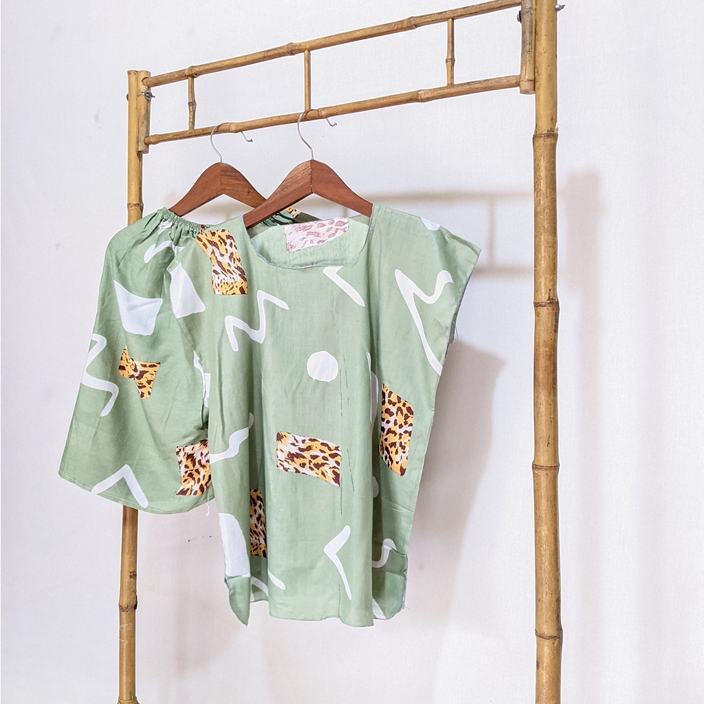 Baju Tidur Tanpa Lengan Piyama Krill Setelan Midi Homewear Homey Dress Baby Doll Dewasa Nyaman Di Rumah Santai WFH Rayon One Set Pajamas-1