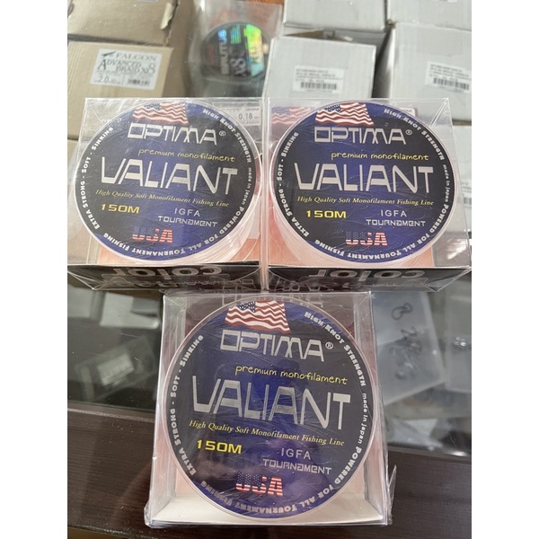 Senar Optima Valiant 150m clear flurocarbon lemas kuat premium