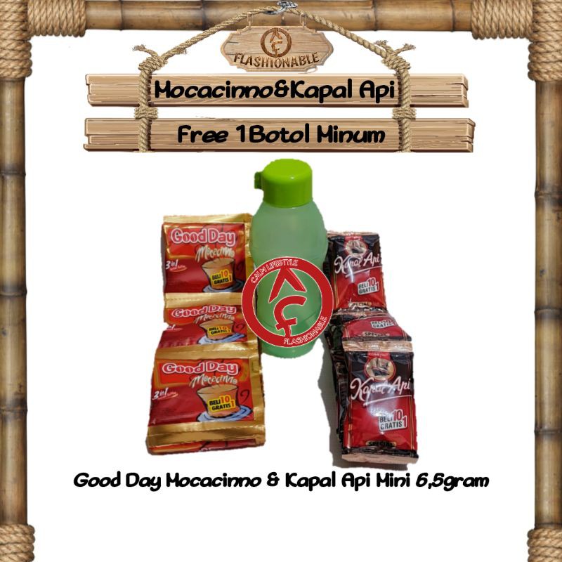 

Good Day Mocacinno + Kapal Api spesial Mini 6,5 g free Botol Minum