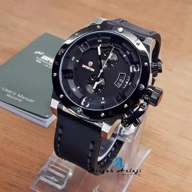 TERBATAS JAM TANGAN EXPEDITION E6381 FULL BLACK LEATHER 100% ORIGINAL BERGARANSI RESMI