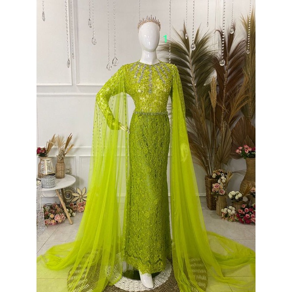 Kebaya Pengantin chantily hijau lime ready